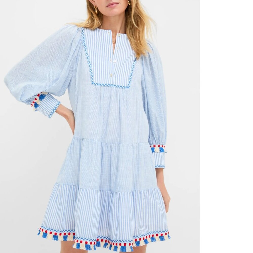Tuckernuck Chambray Stripe Fringe Jen Dress NWT - Picture 6 of 6